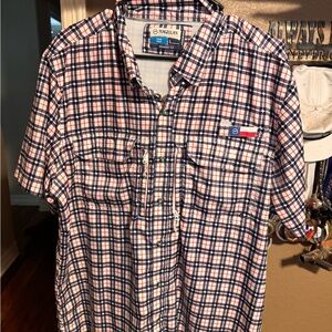 Magellan Outdoors Blue and Red Casual Button Down Shirt